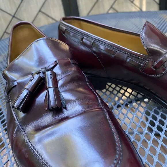 Magnanni Dress Shoes Men's 10 N Cordovan Oxblood Tassel Loafers Made in Spain