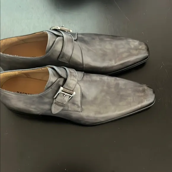 Magnanni Gray Leather Oxfords Sleek Formal Design