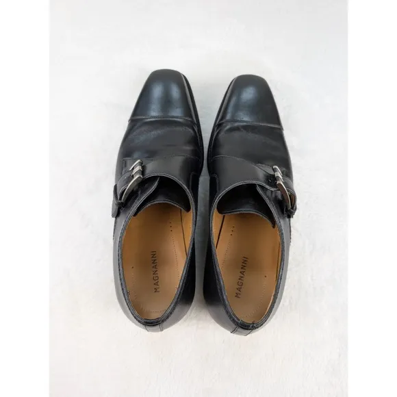 Magnanni Lennon Single Monk Strap Dress Shoes Mens 8M Black Leather 21447