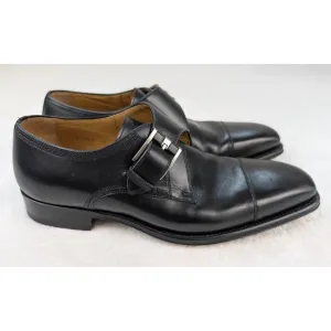 Magnanni Lennon Single Monk Strap Dress Shoes Mens 8M Black Leather 21447