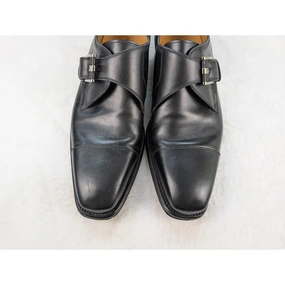 Magnanni Lennon Single Monk Strap Dress Shoes Mens 8M Black Leather 21447
