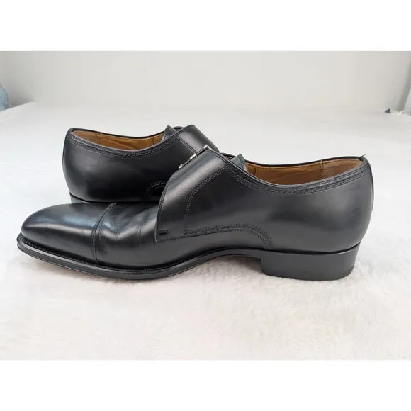 Magnanni Lennon Single Monk Strap Dress Shoes Mens 8M Black Leather 21447