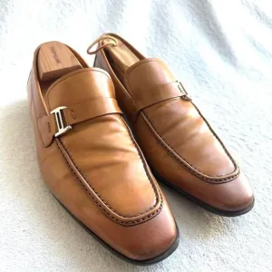 Magnanni 'Lino' Buckle Bit Loafer Shoes Brown Mens Size 8 M US MSRP $325