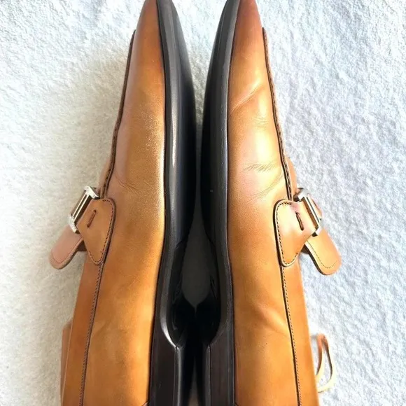 Magnanni 'Lino' Buckle Bit Loafer Shoes Brown Mens Size 8 M US MSRP $325