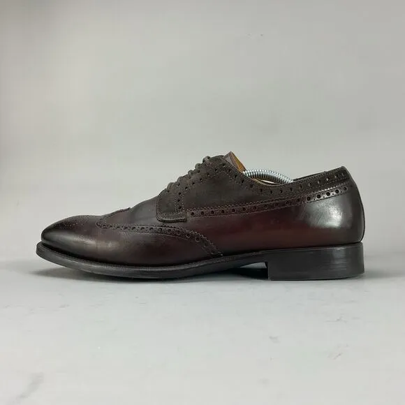 Magnanni Men’s Size 11.5 Brown Leather Wingtip Oxford Brogue Dress Shoes Lace Up