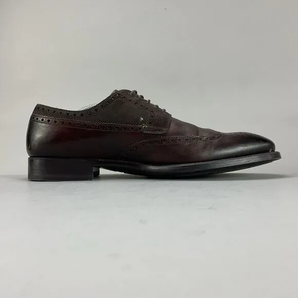 Magnanni Men’s Size 11.5 Brown Leather Wingtip Oxford Brogue Dress Shoes Lace Up