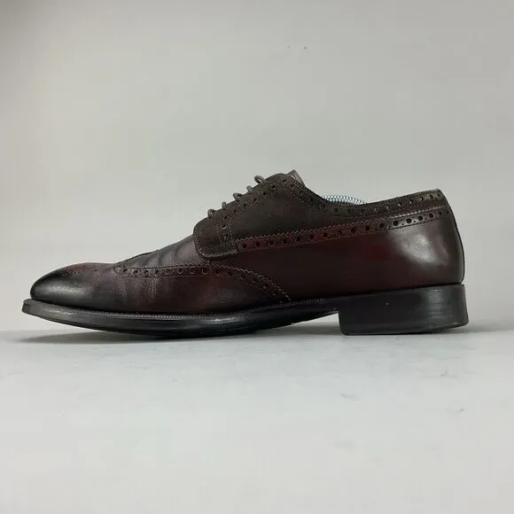 Magnanni Men’s Size 11.5 Brown Leather Wingtip Oxford Brogue Dress Shoes Lace Up