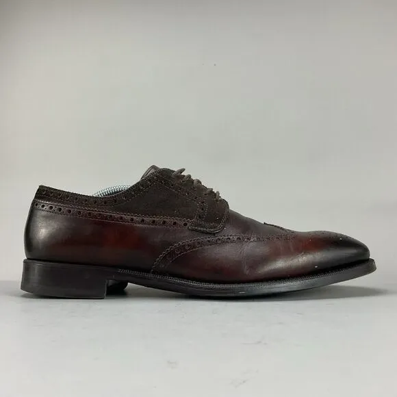 Magnanni Men’s Size 11.5 Brown Leather Wingtip Oxford Brogue Dress Shoes Lace Up