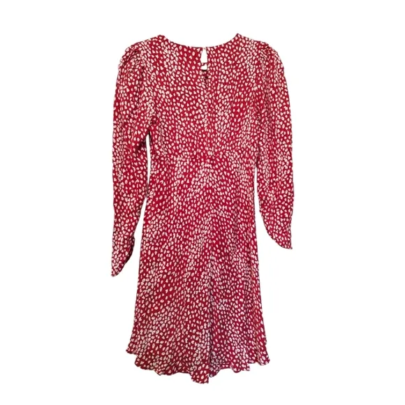 Maje Mini Dress Red And White Leopard Print Long Sleeves