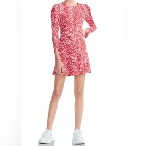 Maje Mini Dress Red And White Leopard Print Long Sleeves