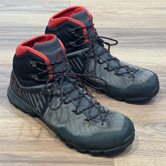 Mammut Alnasca Pro II Mid GTX Mens Approach in Black/Gray/Red - Size 12.5