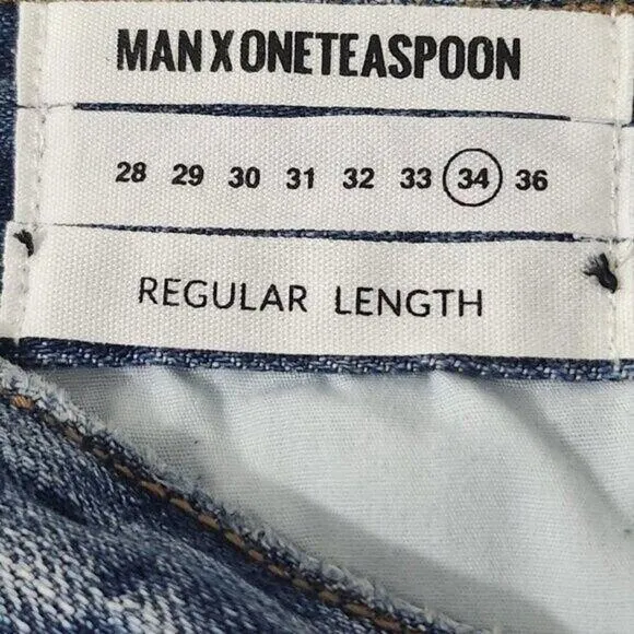 Man X OneTeaspoon Blue Suede Mr Browns Jeans Size 34R | Distressed Denim Style