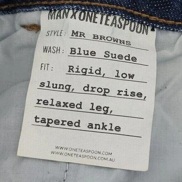 Man X OneTeaspoon Blue Suede Mr Browns Jeans Size 34R | Distressed Denim Style