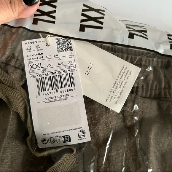 Mango - Women's, Linen Shorts - Khaki. Size: XXL. NWT. (1116)