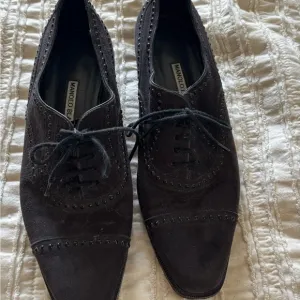 Manolo Blahnik Black Suede Oxfords