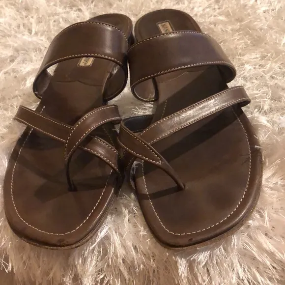 Manolo Blahnik  Brown Leather Sandals