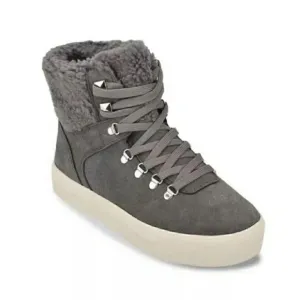 Marc Fisher | Darlen Gray Suede Sherpa Casual Lace Ankle Boots | 7.5
