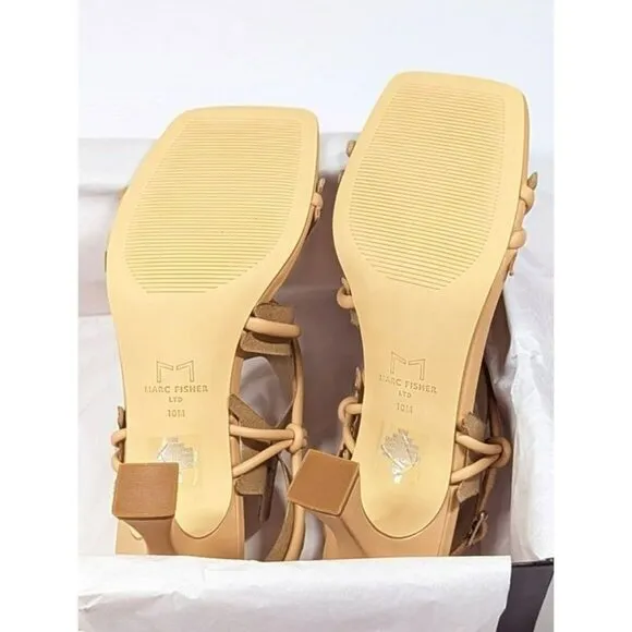 Marc Fisher LTD Women's Dayne Natural Square Toe Dress Sandals Size 10 MSRP $130