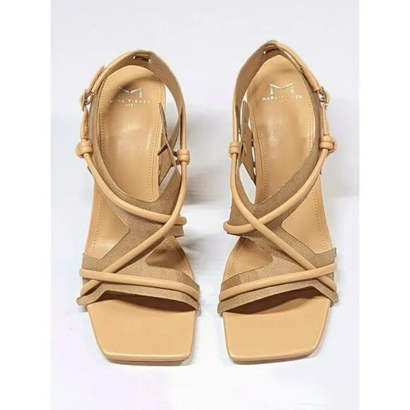 Marc Fisher LTD Women's Dayne Natural Square Toe Dress Sandals Size 10 MSRP $130