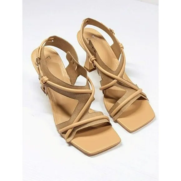 Marc Fisher LTD Women's Dayne Natural Square Toe Dress Sandals Size 10 MSRP $130