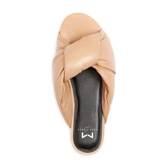 MARC FISHER Womens Beige Upper Olgalia Toe Slip On Leather Slide Sandals 5.5 M