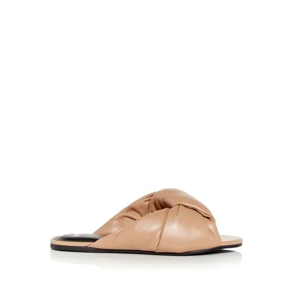 MARC FISHER Womens Beige Upper Olgalia Toe Slip On Leather Slide Sandals 5.5 M