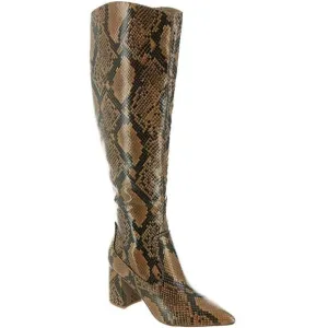 MARC FISHER Womens Brown Snakeskin Padded Retie Pointed Toe Block Heel Boots 6 M