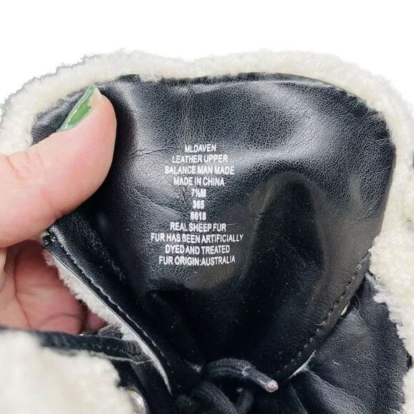 Marc Fisher Women’s Size 7.5 Black leather Hiking Boots Sheep fur