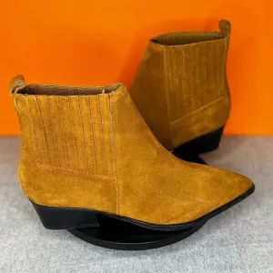 Marc Fisher Yarita Brown Ankle Leather Suede Heel Bootie Size 8 M