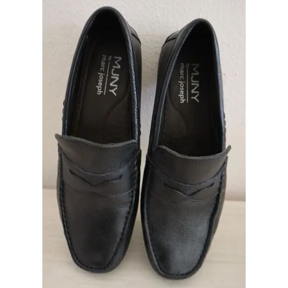 Marc Joseph New York Men Sz 8.5 Black Grainy Leather Nebraska Loafers Shoes