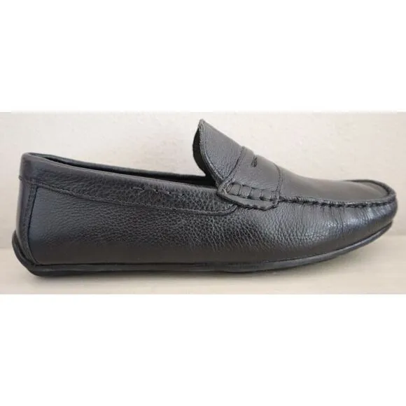 Marc Joseph New York Men Sz 8.5 Black Grainy Leather Nebraska Loafers Shoes