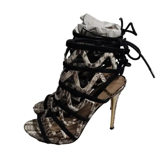Marciano PYTHON PRINT CAGE GLADIATOR HEEL SHOES SIZE 38/8 M