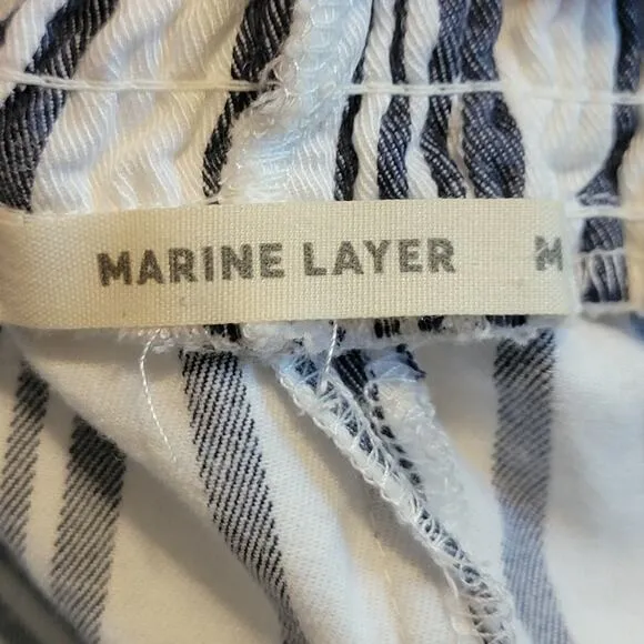 Marine Layer Short Sleeve Off The Shoulder Stripe Blue White Mini Dress Size M