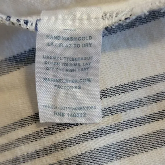 Marine Layer Short Sleeve Off The Shoulder Stripe Blue White Mini Dress Size M