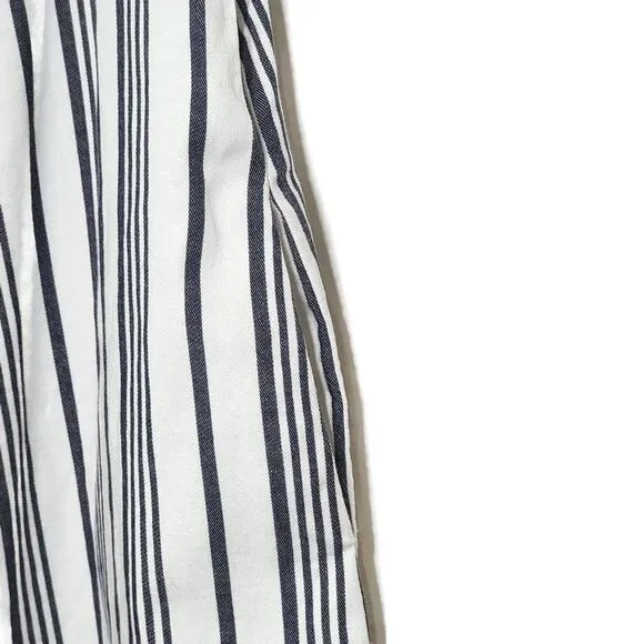 Marine Layer Short Sleeve Off The Shoulder Stripe Blue White Mini Dress Size M