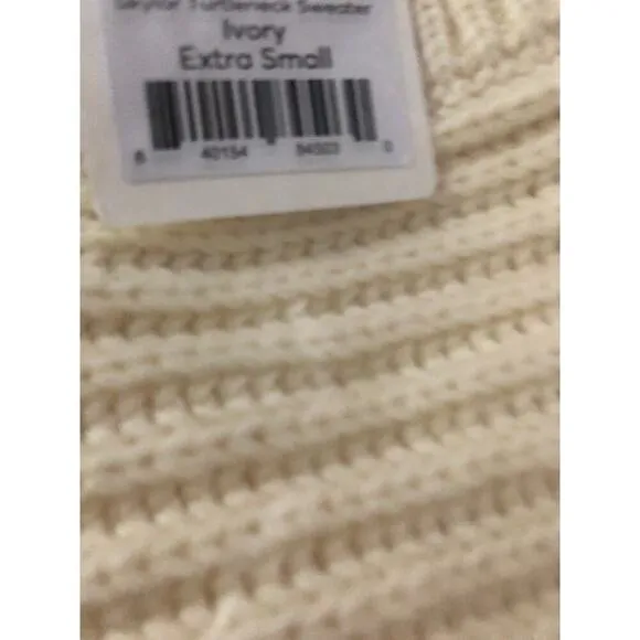 Marine Layer Skylar Sweater Knit Chevron Mock Turtleneck Pullover Ivory NWT XS