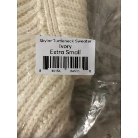 Marine Layer Skylar Sweater Knit Chevron Mock Turtleneck Pullover Ivory NWT XS