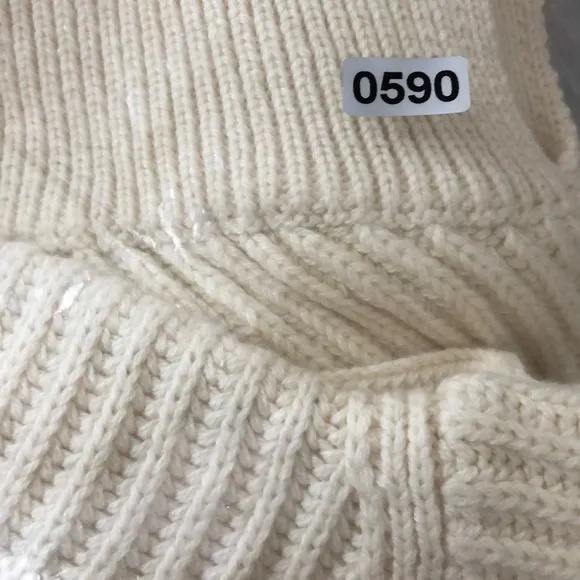 Marine Layer Skylar Sweater Knit Chevron Mock Turtleneck Pullover Ivory NWT XS