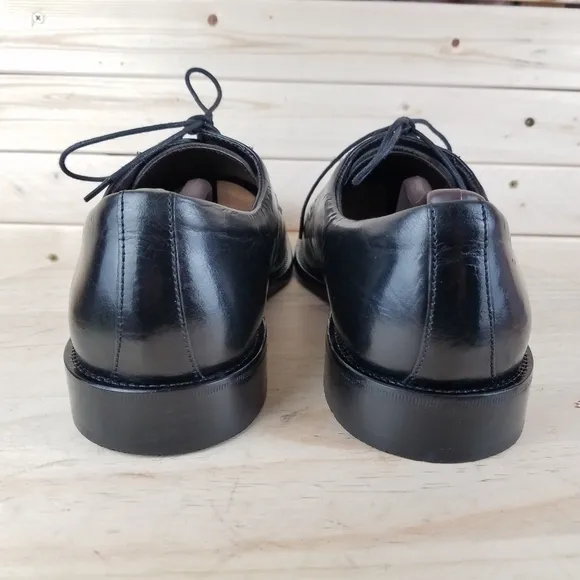 MARKS &amp; SPENCER Collezione Black Leather Oxfords Dress Shoes Lace-up 44.5 EUR