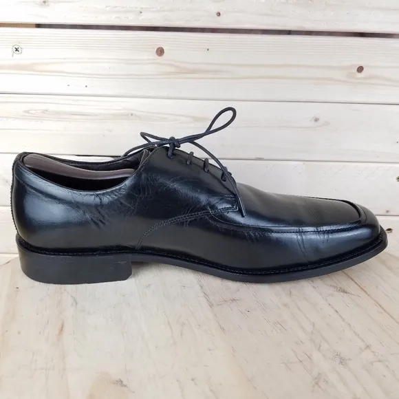 MARKS &amp; SPENCER Collezione Black Leather Oxfords Dress Shoes Lace-up 44.5 EUR