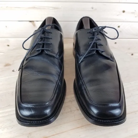 MARKS &amp; SPENCER Collezione Black Leather Oxfords Dress Shoes Lace-up 44.5 EUR