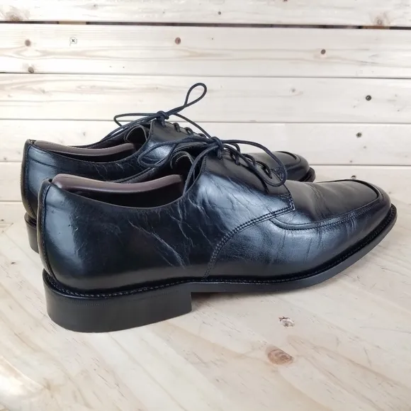 MARKS &amp; SPENCER Collezione Black Leather Oxfords Dress Shoes Lace-up 44.5 EUR