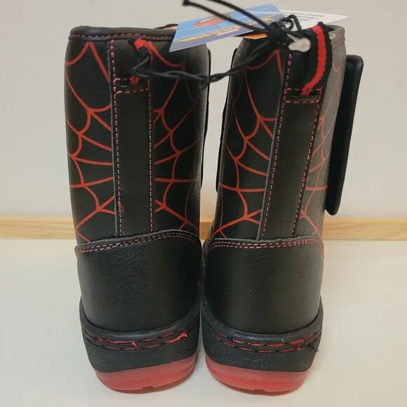 Marvel Black and Red Spiderman Winter Boots - Little Boys Size 7 NEW
