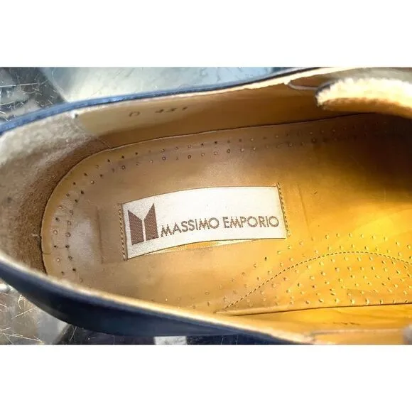 Massimo Emporio Derby Men Size 10 M Apron Toe Lace Up Dress Shoes Black Leather