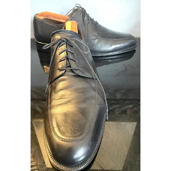Massimo Emporio Derby Men Size 10 M Apron Toe Lace Up Dress Shoes Black Leather