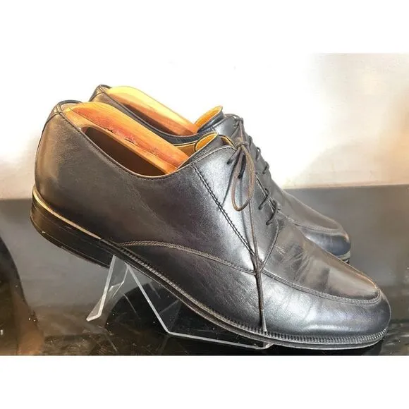 Massimo Emporio Derby Men Size 10 M Apron Toe Lace Up Dress Shoes Black Leather