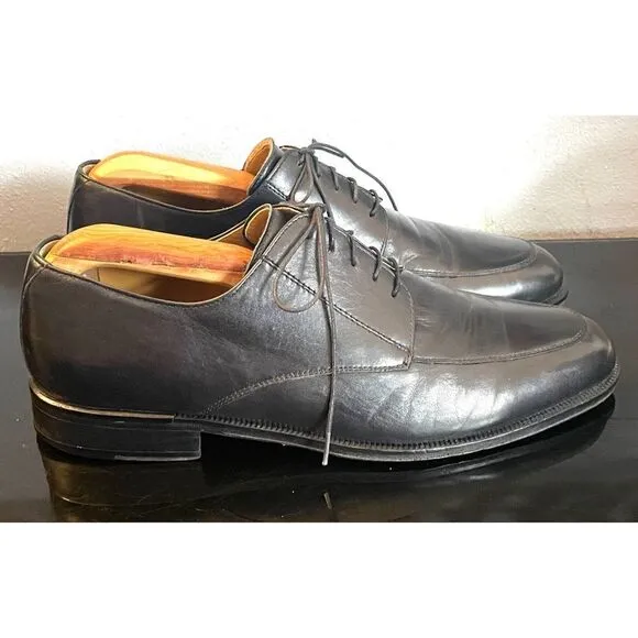 Massimo Emporio Derby Men Size 10 M Apron Toe Lace Up Dress Shoes Black Leather