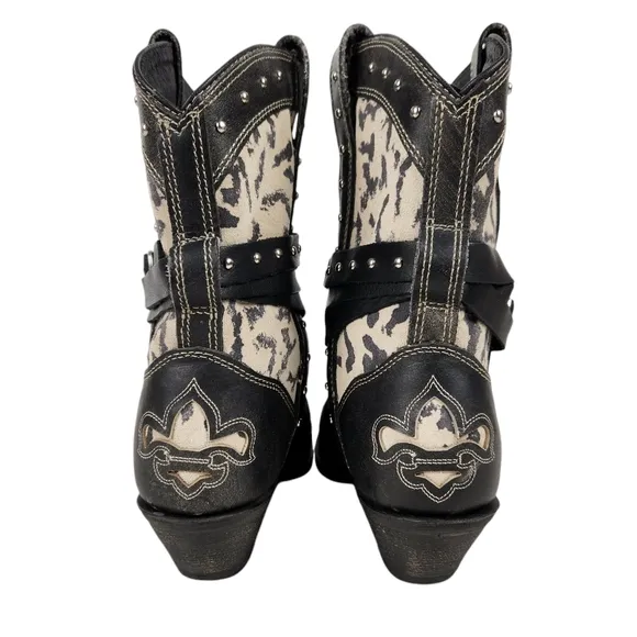 Masterson Rockin Country Black Leather Western Animal Print Boots Women's Size 9