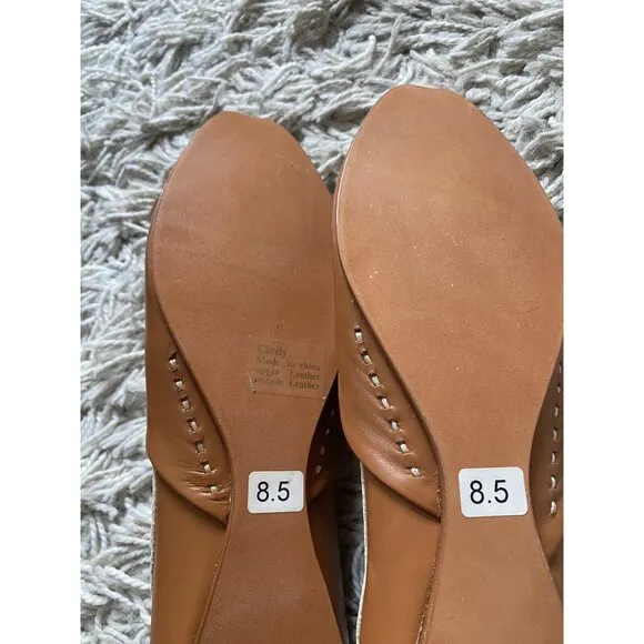 Matiko Shoes Ballet Flats Slip On Camel Light Brown Leather 38.5 / 8.5 Tan