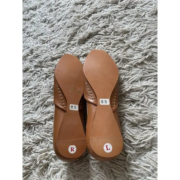 Matiko Shoes Ballet Flats Slip On Camel Light Brown Leather 38.5 / 8.5 Tan